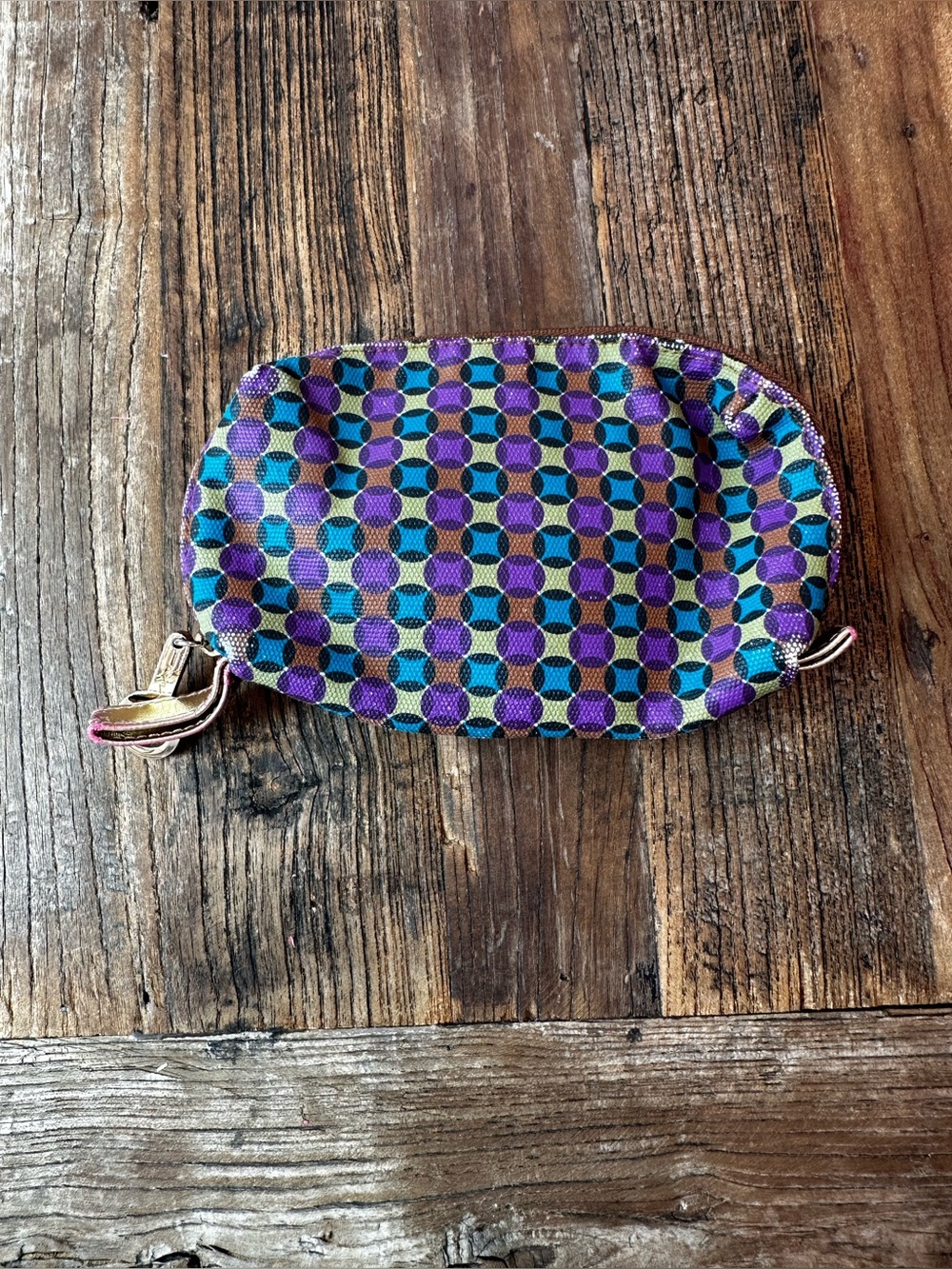 MAC Cosmetics Purple and Teal Geometric Cosmetic Pouch